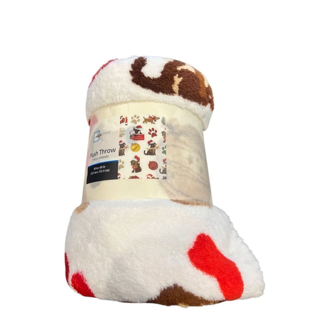 Mainstays Plush Throw blanket with a dog-themed design